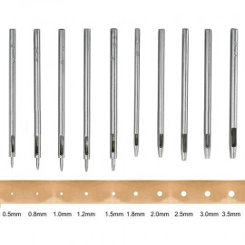 Пробойники для кожи диаметр 0,5-3,5 мм Набор 10 шт