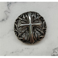 Кончо "Крест в узоре", 31мм, мельхиор