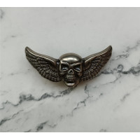 Рельефное кончо #18 «Череп на крыльях», 47*20мм, мельхиор