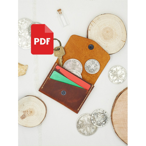 PDF выкройка. Мини - кошелек с монетницей и двумя карманами для карт