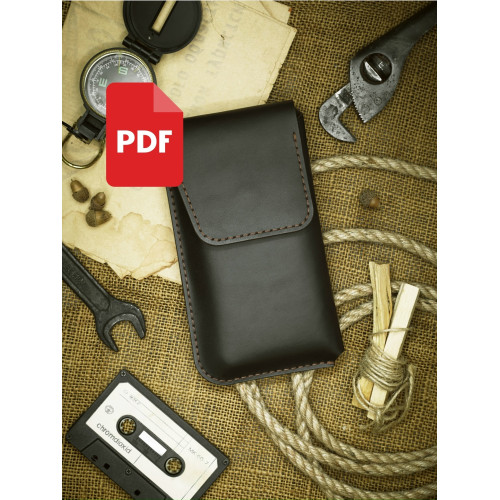 PDF выкройка. Кобура для смартфона с диагональю экрана 7 дюймов. С клапаном и подвесом
