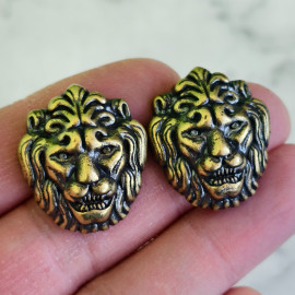 Кончо "Голова льва", 25х29мм, латунь, винтаж