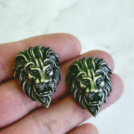 Рельефное кончо #19 «Голова Льва», 32*25мм, мельхиор
