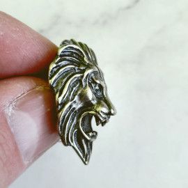 Рельефное кончо #19 «Голова Льва», 32*25мм, мельхиор