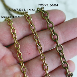Цепь латунная 7х9х1,6мм, 10см, тип 2 (якорная)