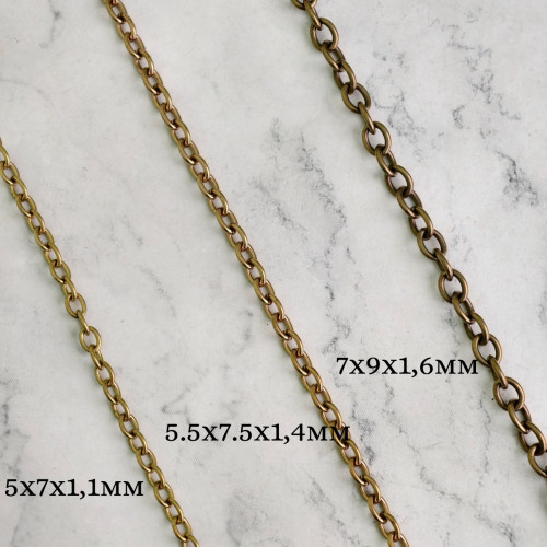 Цепь латунная 7х9х1,6мм, 10см, тип 2 (якорная) Цепь латунная 7х9х1,6мм, 10см, тип 2 (якорная)