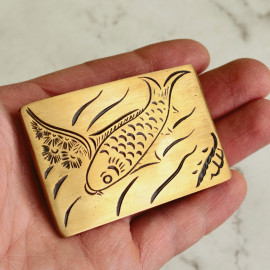 Пряжка декоративная #44 "Золотая рыбка", 40мм, латунь
