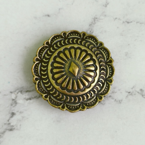 Кончо узорное #20 "античная латунь", 31мм, латунь