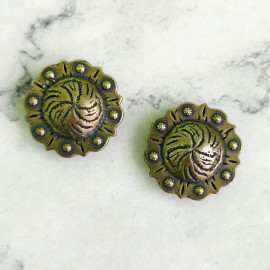 Кончо узорное #20 "античная латунь", 31мм, латунь