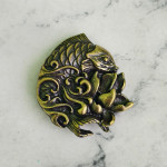 Рельефное кончо #20 «Золотая рыбка», 31х33мм, латунь