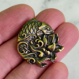 Рельефное кончо #20 «Золотая рыбка», 31х33мм, латунь