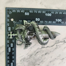 Пряжка декоративная "Меч и змея", до 43мм, металл, никель