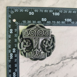 Пряжка декоративная "Молот Тора", до 43мм, металл, никель