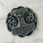 Пряжка декоративная "Молот Тора", до 43мм, металл, никель