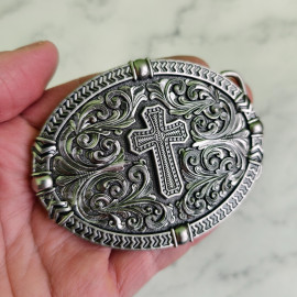 Пряжка декоративная "Крест", 40мм, металл, никель