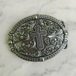 Пряжка декоративная "Крест", 40мм, металл, никель