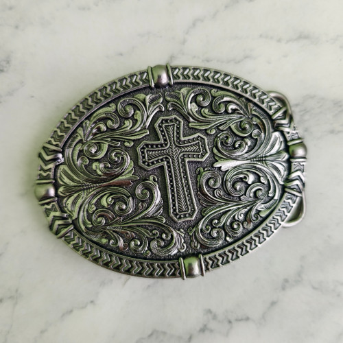 Пряжка декоративная "Крест", 40мм, металл, никель