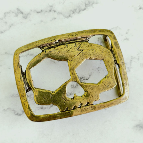 Пряжка декоративная #70 "Череп", 39мм, латунь