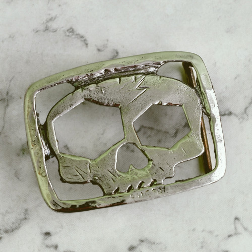 Пряжка декоративная #70 "Череп", 39мм, мельхиор