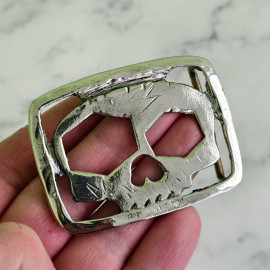 Пряжка декоративная #70 "Череп", 39мм, мельхиор