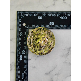 Пряжка декоративная #71 "Лев", 39мм, круглая, латунь