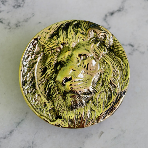 Пряжка декоративная #71 "Лев", 39мм, круглая, латунь