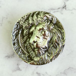 Пряжка декоративная #71 "Лев", 39мм, круглая, мельхиор