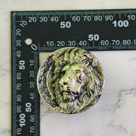 Пряжка декоративная #71 "Лев", 39мм, круглая, мельхиор
