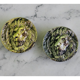 Пряжка декоративная #71 "Лев", 39мм, круглая, мельхиор