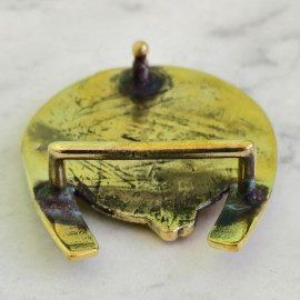 Пряжка декоративная #73 "Лошадь в подкове", 38,5мм, латунь