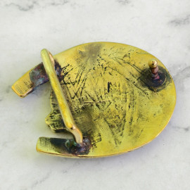 Пряжка декоративная #73 "Лошадь в подкове", 38,5мм, латунь