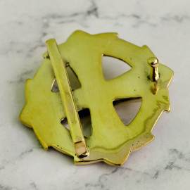 Пряжка декоративная #67 "Круглый крест", латунь, 38мм