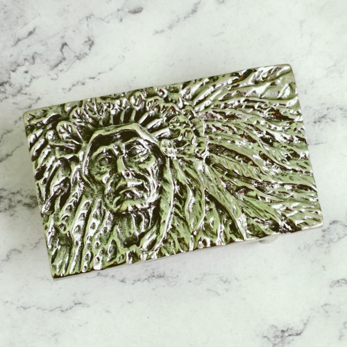 Пряжка декоративная #68 "Индеец", 40мм, мельхиор