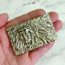 Пряжка декоративная #68 "Индеец", 40мм, мельхиор