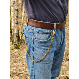 Цепь кошельковая 11мм, карабин-карабин, 53см, латунь, тип 4