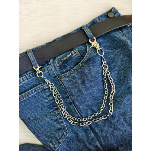 Цепочка двойная, якорная 9 и 8мм, два карабина, нержавейка, тип 7 Цепочка двойная, якорная 9 и 8мм, два карабина, нержавейка, тип 7