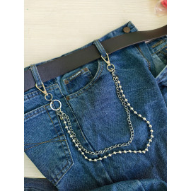 Цепочка двойная, 8 и 6,5мм, два карабина, нержавейка, тип 11