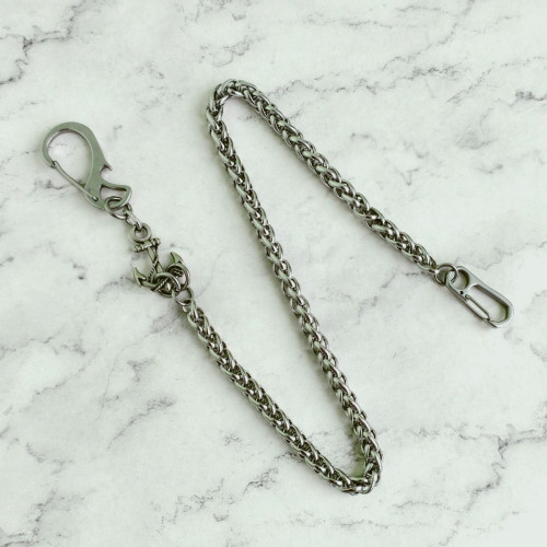 Цепь из нержавейки с якорем, 52см, карабин-карабин
