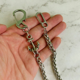 Цепь из нержавейки с якорем, 52см, карабин-карабин