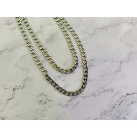 Цепочка двойная, панцирная 9мм, два карабина, тип 4, нержавейка