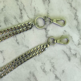 Цепочка двойная, панцирная 9мм, два карабина, тип 4, нержавейка