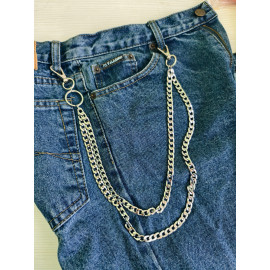 Цепочка двойная, панцирная 9мм, два карабина, тип 4, нержавейка