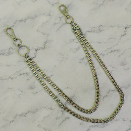 Цепочка двойная, панцирная 9мм, два карабина, тип 4, нержавейка