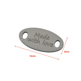 Бирка овальная "Made with love" 16x8мм (10шт)