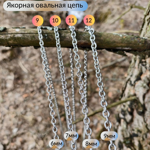 Цепи из нержавеющей стали от 1 метра, якорная овальная Цепи из нержавеющей стали от 1 метра, якорная овальная
