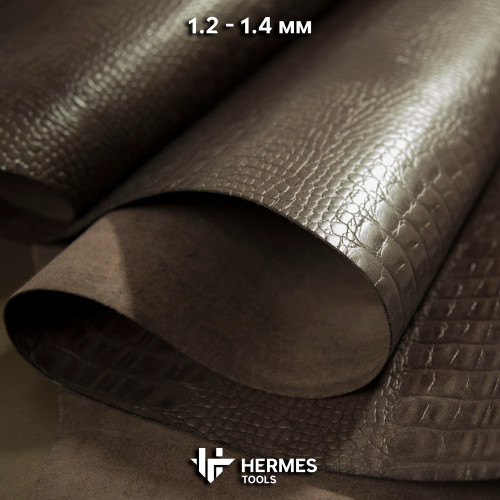 Кожа 1.2-1.4 мм "Кайман". 40 дм². Тёмно-коричневый