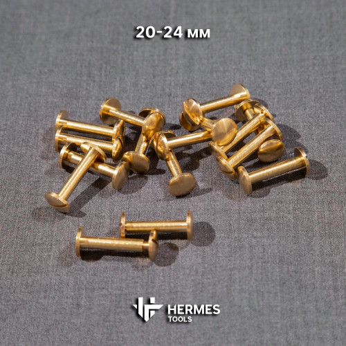 Винт ременной 20-24 мм. Латунь. Скруглённая шляпка