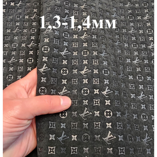 №296 Замша с тиснением Caponi Giuseppe Black 1,3-1,4мм