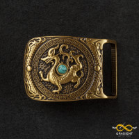 BR110 Пряжка 40мм. Дракон. Латунь с камнем