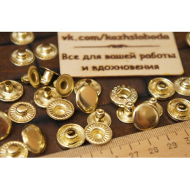 Кнопка альфа D 15 мм. золото, 10 шт.